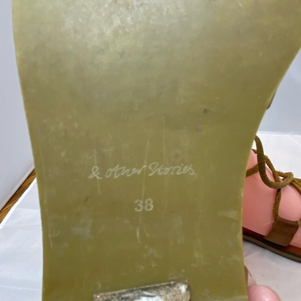 & Other Stories Brown Leather Lace Up Gladiator Sandals 38 - Picture 4 of 6